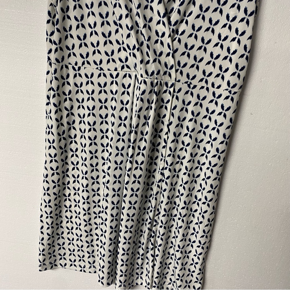 Banana Republic Dress Women XL White Blue Geometric Lightweight Empire Waist - Picture 4 of 8